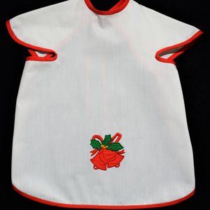 Vintage Embroidered Christmas Baby Bib Smock